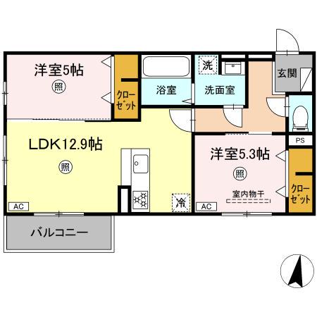 PREMILIFE日岡(2LDK/2階)の間取り写真