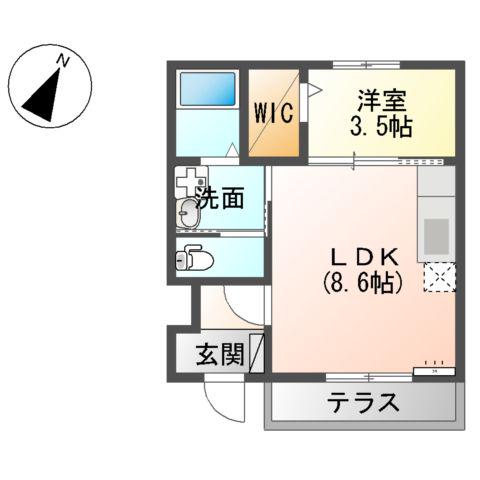 リバーフロント長浜(1LDK/1階)の間取り写真