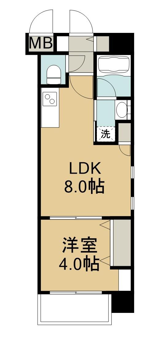 サンロージュ大分駅前(1LDK/11階)の間取り写真