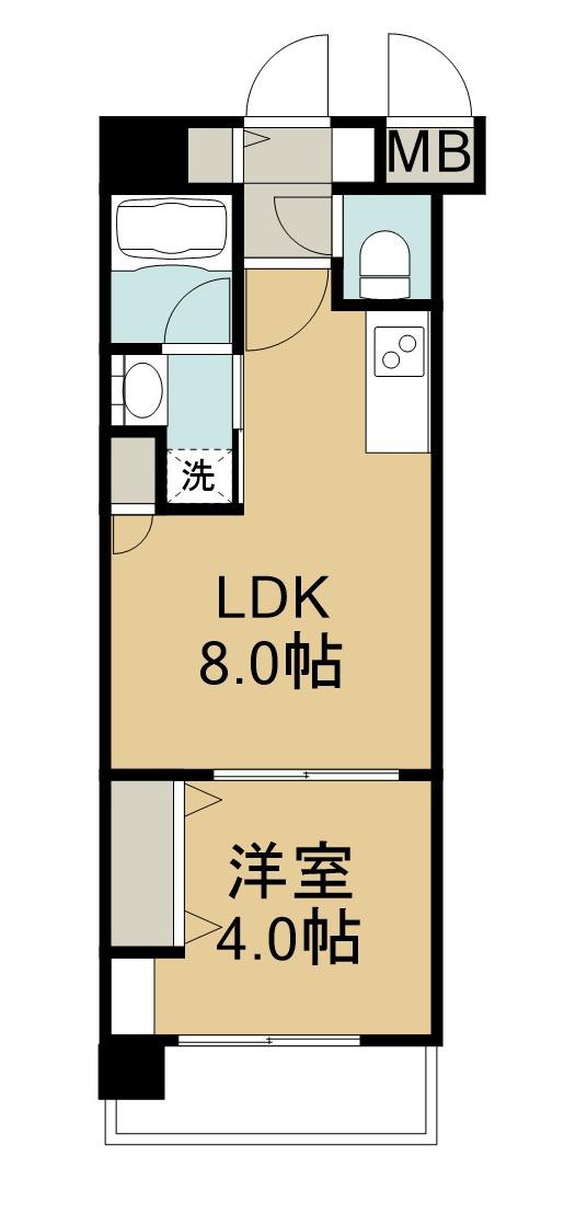 サンロージュ大分駅前(1LDK/9階)の間取り写真