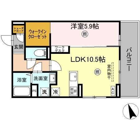 PREMILIFE須賀II(1LDK/2階)の間取り写真