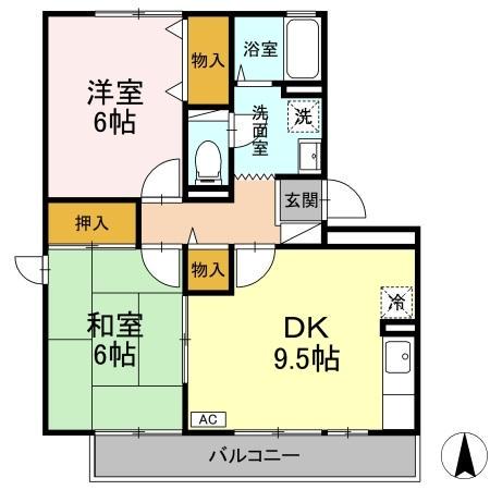 こくが上野坂(2DK/3階)の間取り写真