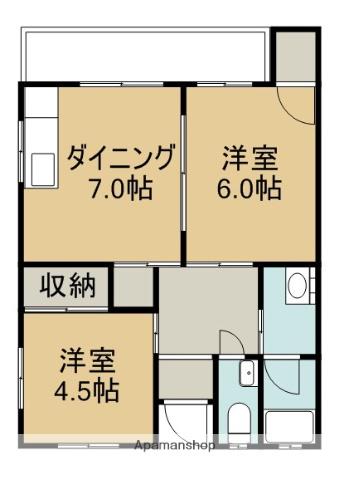 コーポ大塚(2DK/2階)の間取り写真