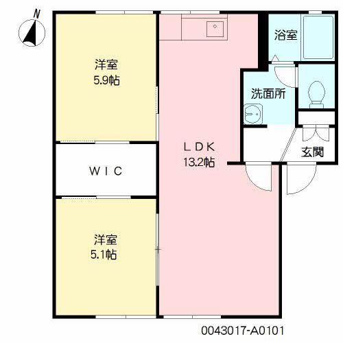 エスペランサ サキA(2LDK/1階)の間取り写真