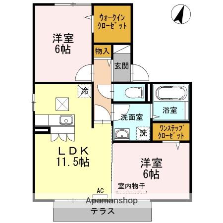 ソレールあけぼの台2(2LDK/1階)の間取り写真
