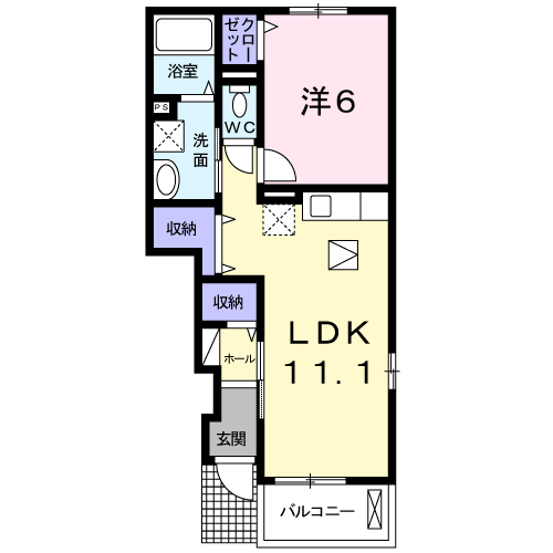エミネスタウンSーⅠ(1LDK/1階)の間取り写真