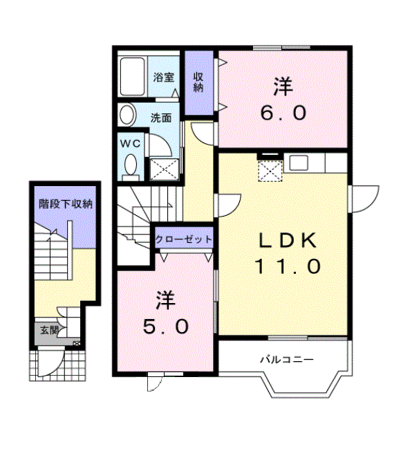 エスポアールⅡ(2LDK/2階)の間取り写真
