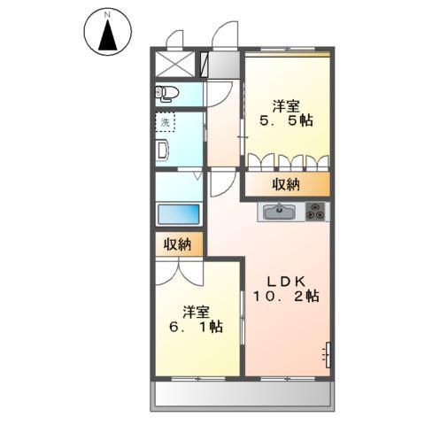 アーススクエア(2LDK/1階)の間取り写真