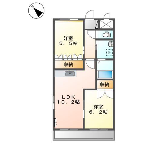 エルフォンティーヌ(2LDK/1階)の間取り写真
