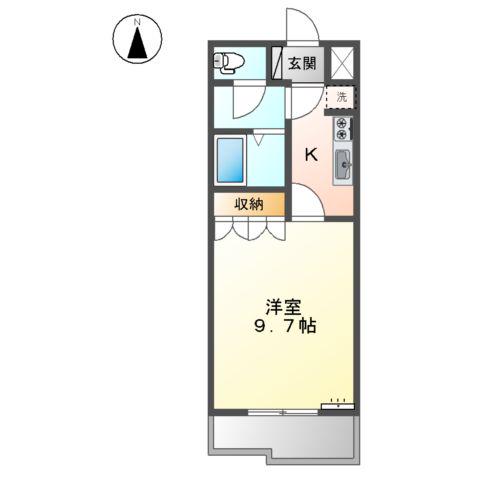 コンフォール錦(1K/1階)の間取り写真