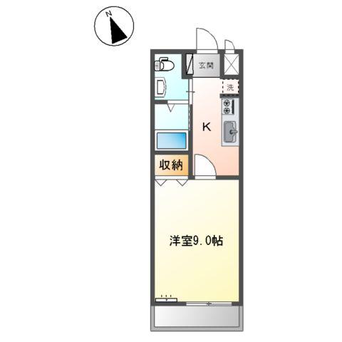プラシード(1K/2階)の間取り写真