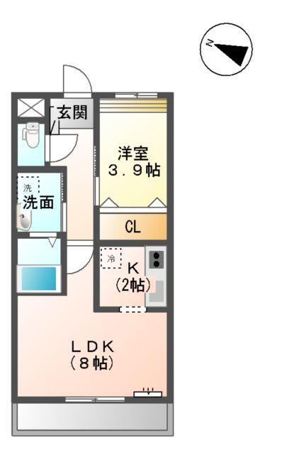 グランヴェルデ蓮池(1LDK/2階)の間取り写真