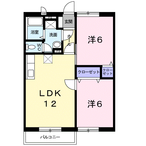 ラ・クール中島(2LDK/2階)の間取り写真
