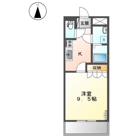 グランディール青崎(1K/2階)の間取り写真