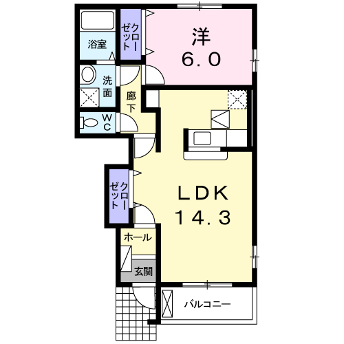 エアリーメゾンⅡ(1LDK/1階)の間取り写真