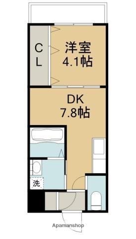 グランツ森町(1DK/3階)の間取り写真