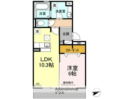 セントヒルズ(1LDK/1階)の間取り写真