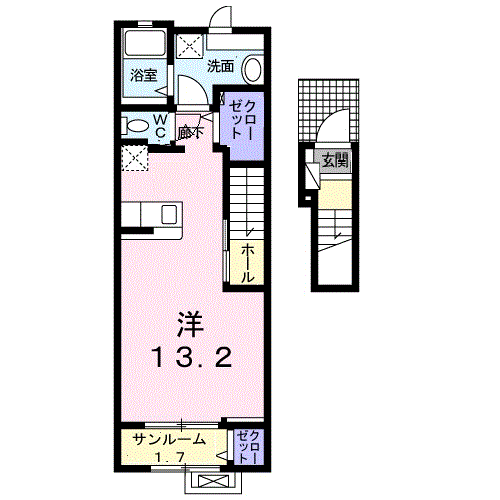 TASK Ⅲ(ワンルーム/2階)の間取り写真