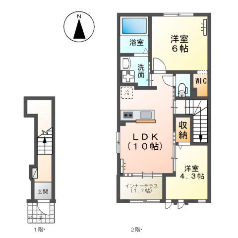 モンテ・ピアーノⅡ(2LDK/2階)の間取り写真
