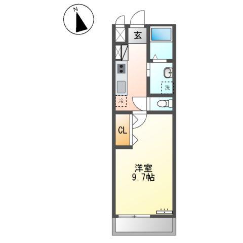 リタ・パルティール(1K/2階)の間取り写真