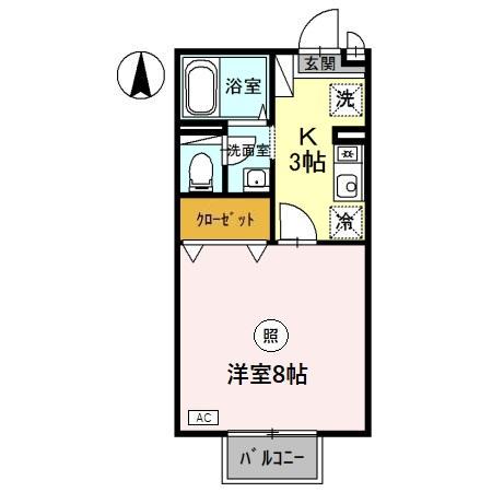 セジュールコスモ2(1K/1階)の間取り写真