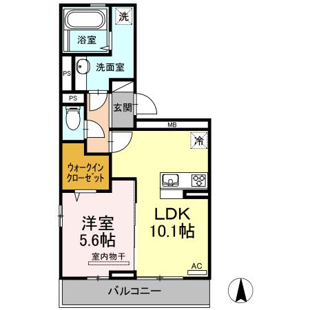 シュクル・エタージュ(1LDK/3階)の間取り写真