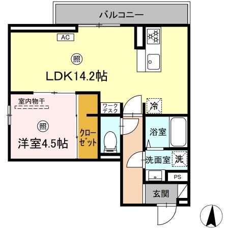 PREMILIFE須賀(1LDK/3階)の間取り写真
