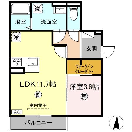 PREMILIFE須賀(1LDK/2階)の間取り写真