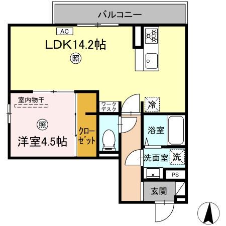 PREMILIFE須賀(1LDK/2階)の間取り写真