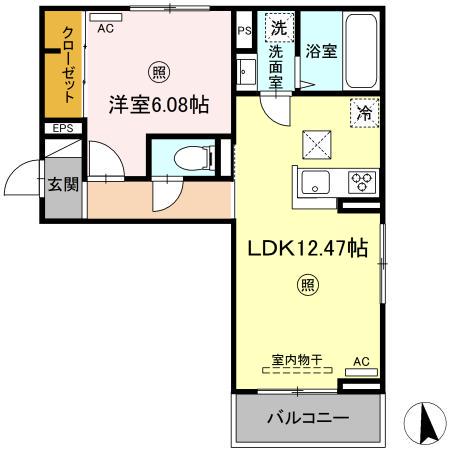 セジュールちさとⅤ(1LDK/1階)の間取り写真