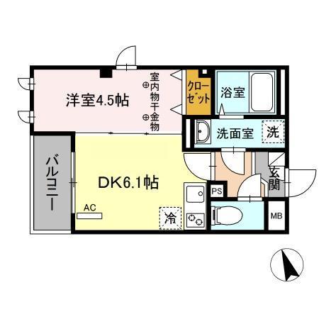 アルカディア末広(1DK/4階)の間取り写真