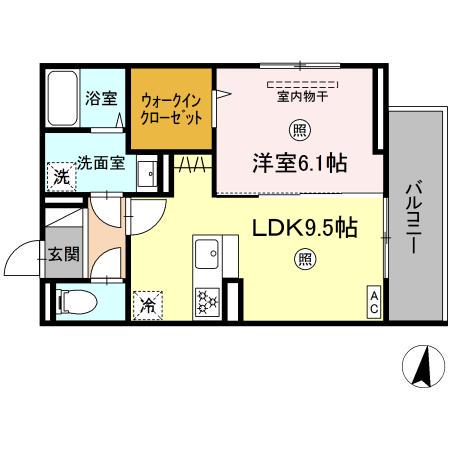 PREMILIFE日岡(1LDK/3階)の間取り写真