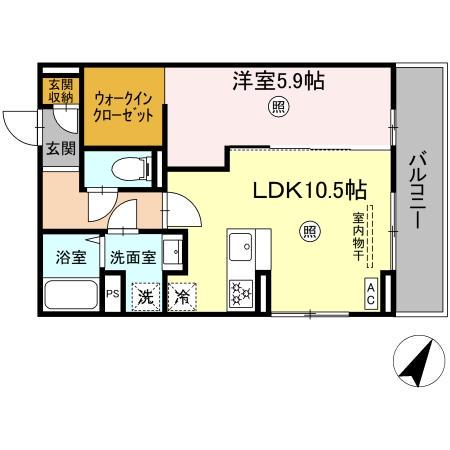 PREMILIFE下郡東(1LDK/2階)の間取り写真