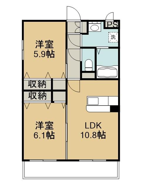 BLISS小池原(2LDK/2階)の間取り写真