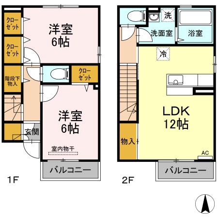 プレジール堂園III(2LDK/1階)の間取り写真