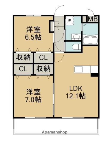 YM明野西二丁目(2LDK/2階)の間取り写真