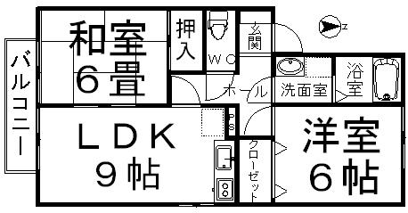 ハルメゾン(2DK/1階)の間取り写真