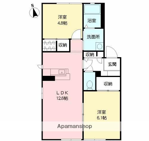 シャルム・K  C棟(2LDK/1階)の間取り写真