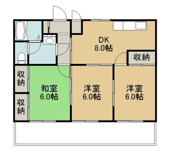 第2宗コーポ(3DK/1階)の間取り写真