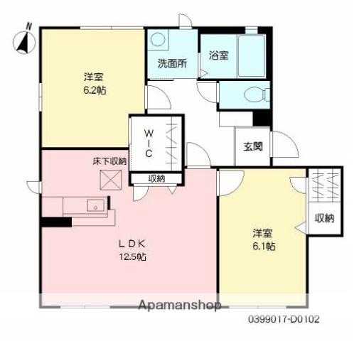 ディアスメディオD(2LDK/1階)の間取り写真