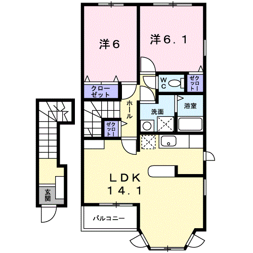ブリエ・ヴェルジェA(2LDK/2階)の間取り写真