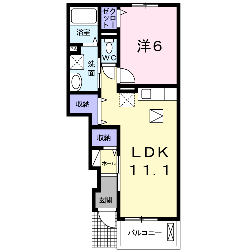 エミネスタウンSーⅠ(1LDK/1階)の間取り写真