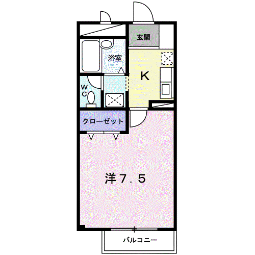 アクシスⅠ(1K/1階)の間取り写真