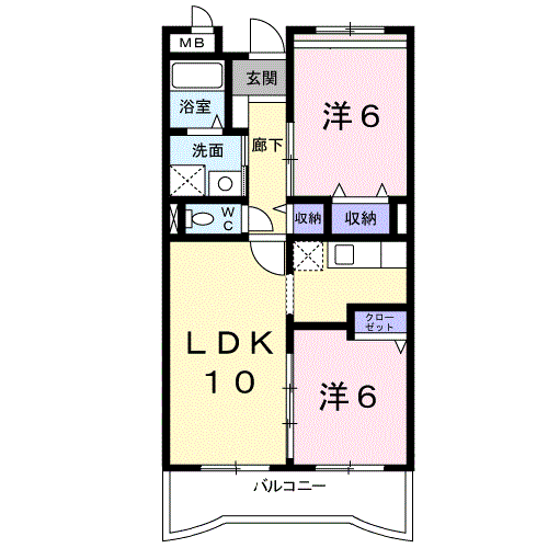 クレール片島一番館(2LDK/2階)の間取り写真