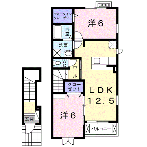シルク ド レオ(2LDK/2階)の間取り写真