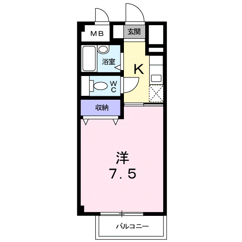 アクシスⅡ(1K/1階)の間取り写真