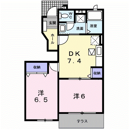 アビエテルノⅢ(2DK/1階)の間取り写真
