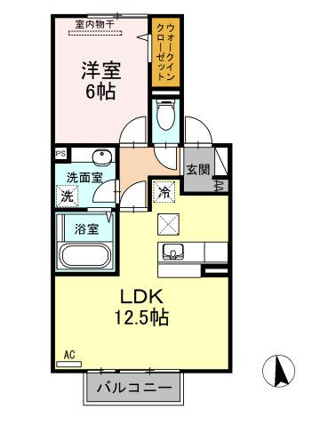 プレミアム参番館(1LDK/2階)の間取り写真