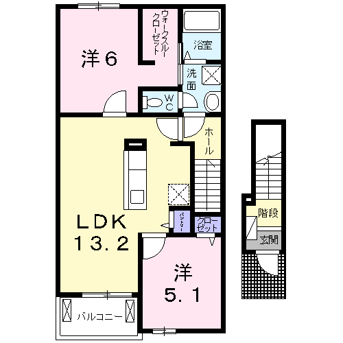 カルム・ルシエル横尾(2LDK/2階)の間取り写真