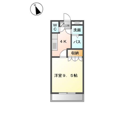 エタニティ古国府(1K/2階)の間取り写真